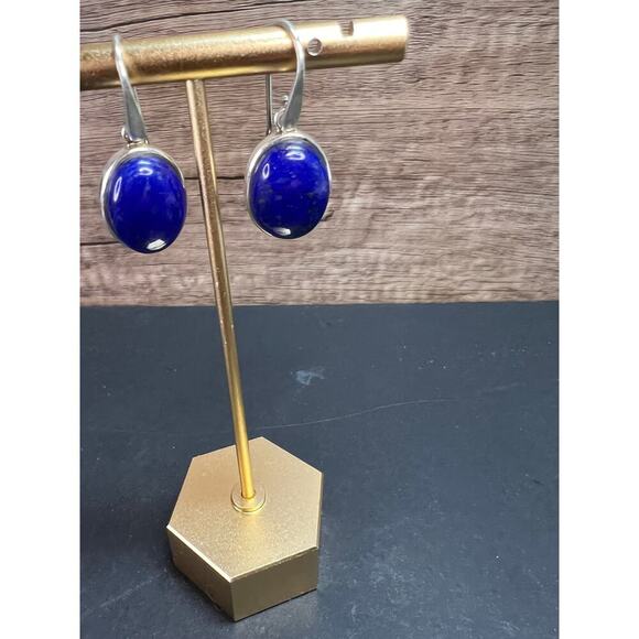 NEW Lapis Lazuli sterling silver earrings 9.07 grams - Picture 6 of 11